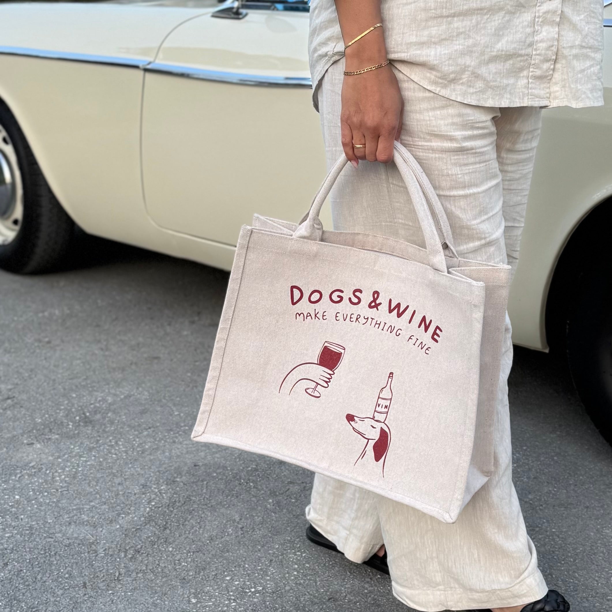 Premium Tote Bag - Dogs & Wine Make Everything Fine