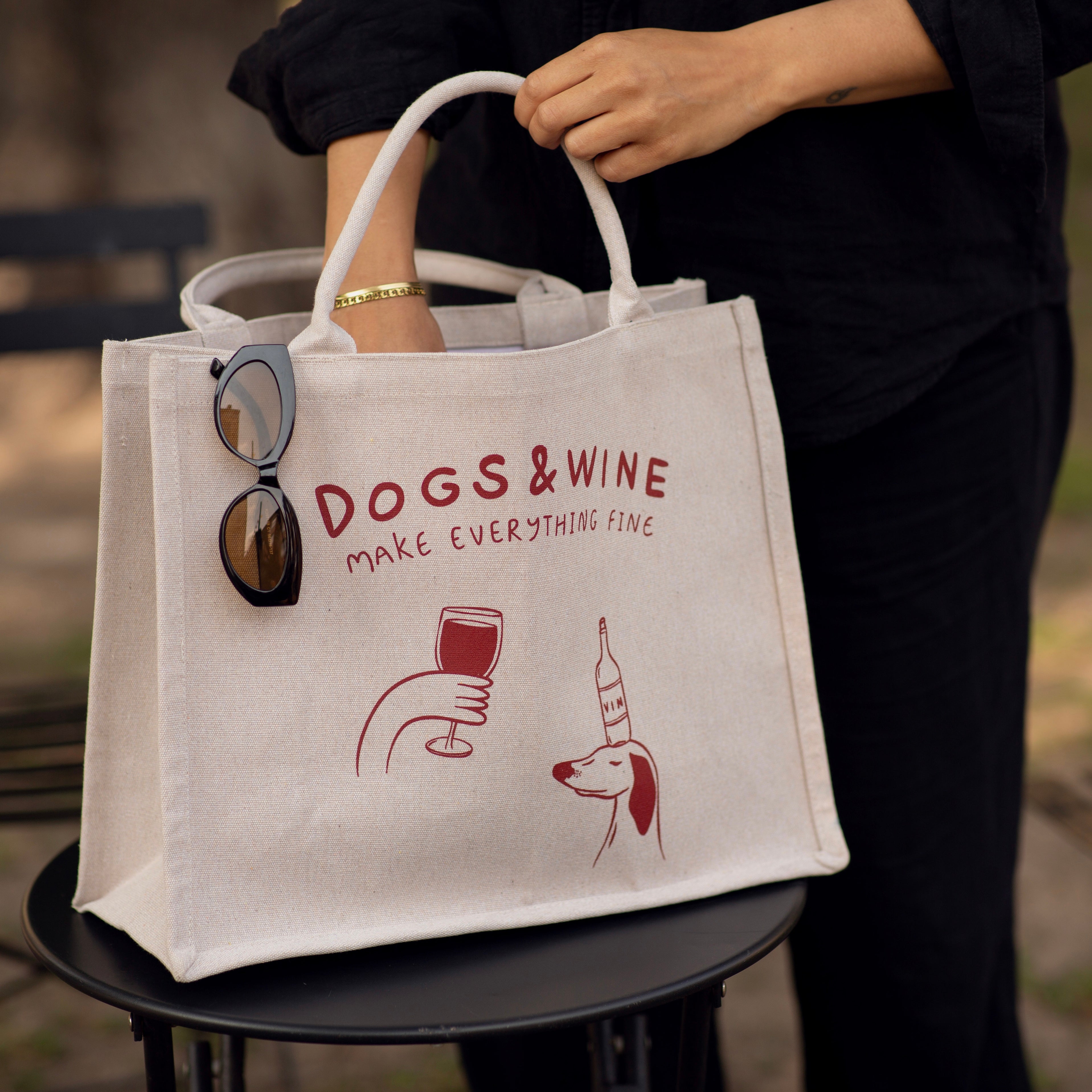 Premium Tote Bag - Dogs & Wine Make Everything Fine