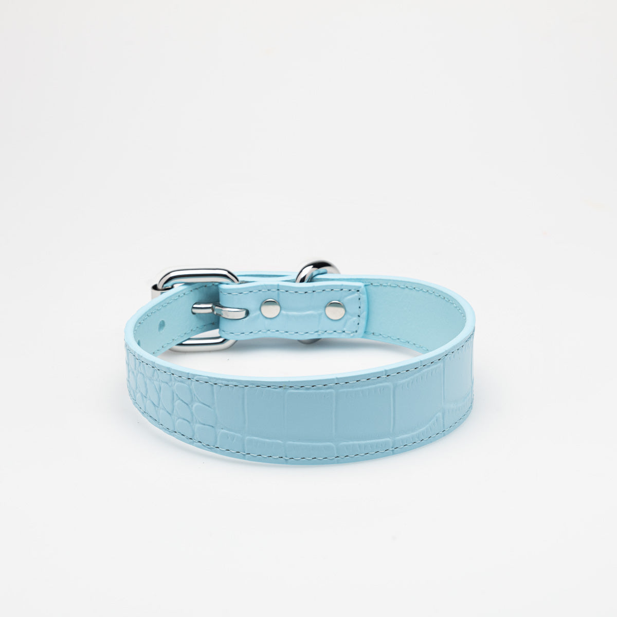 Collar de Perro Fino en Cocodrilo Azul Bebé
