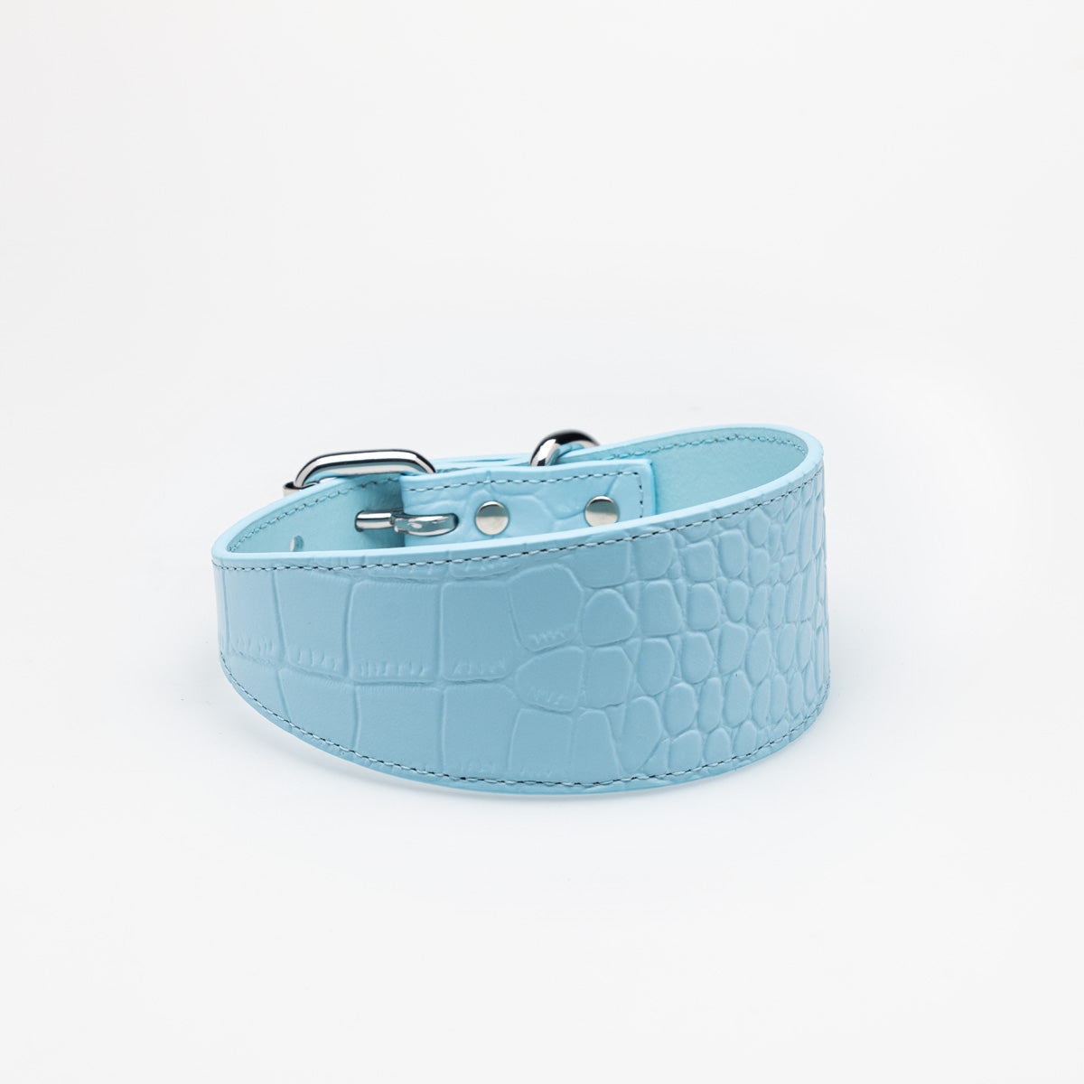 Collar de Perro Ancho Baby Blue Croco