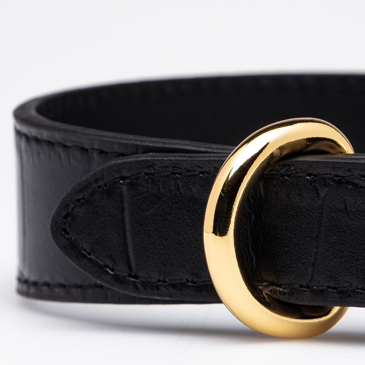Collar de Perro Negro Croco Delgado