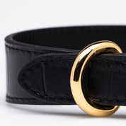 Collar de Perro Negro Croco Delgado