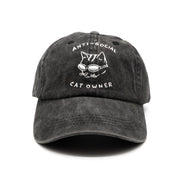 Gorra vaquera negra - Logotipo "Anti-Social Cat Owner" 