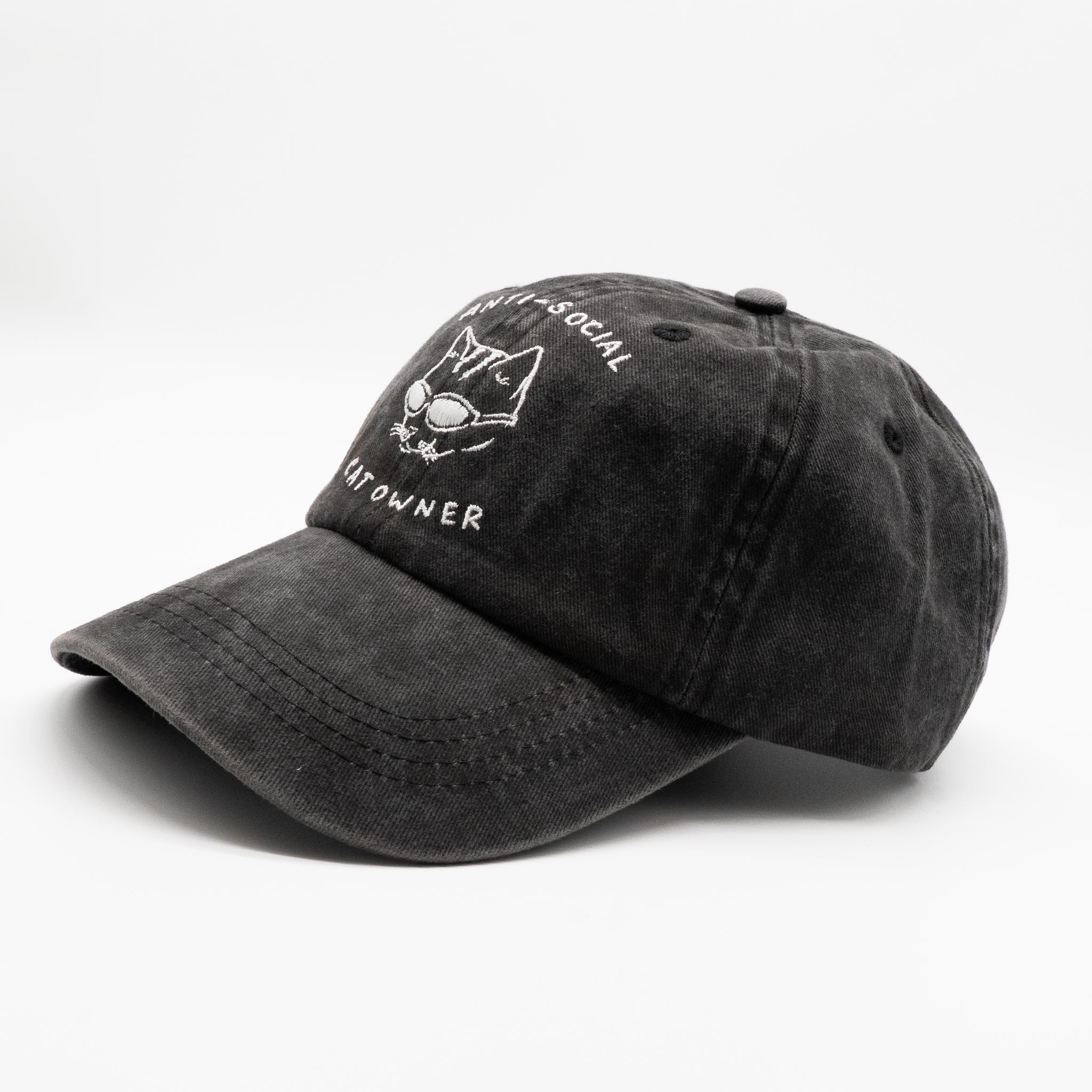 Gorra vaquera negra - Logotipo "Anti-Social Cat Owner" 