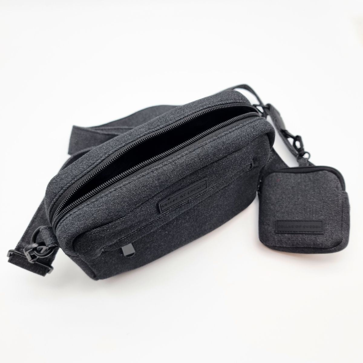 Bolso vaquero negro para paseo de perros - Crossbody