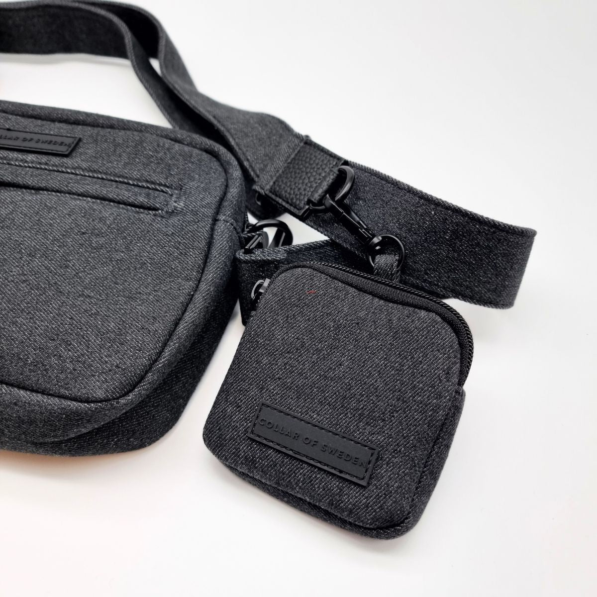 Bolso vaquero negro para paseo de perros - Crossbody