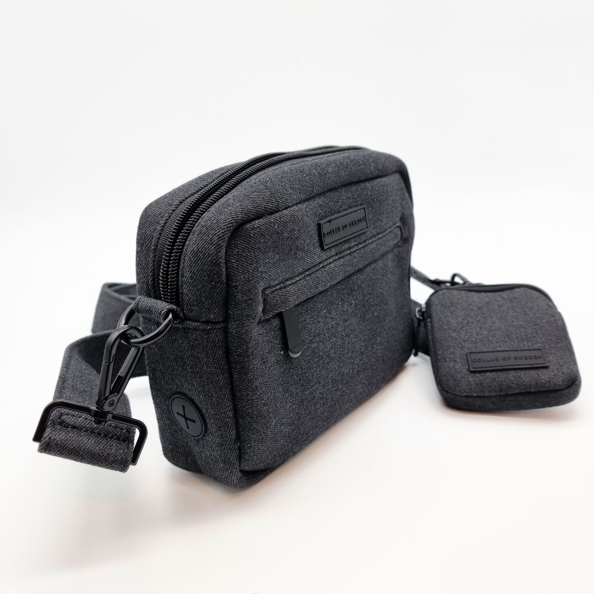 Bolso vaquero negro para paseo de perros - Crossbody