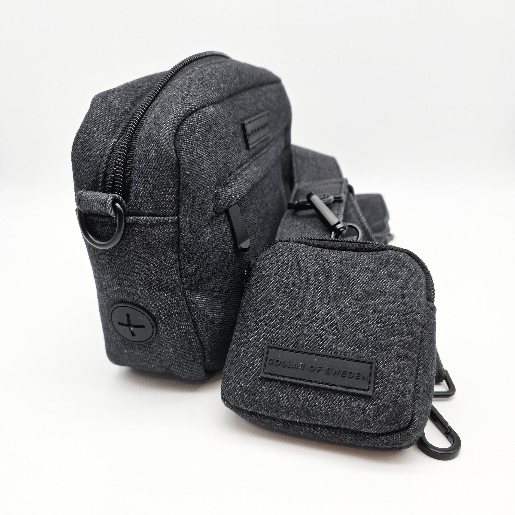 Bolso vaquero negro para paseo de perros - Crossbody