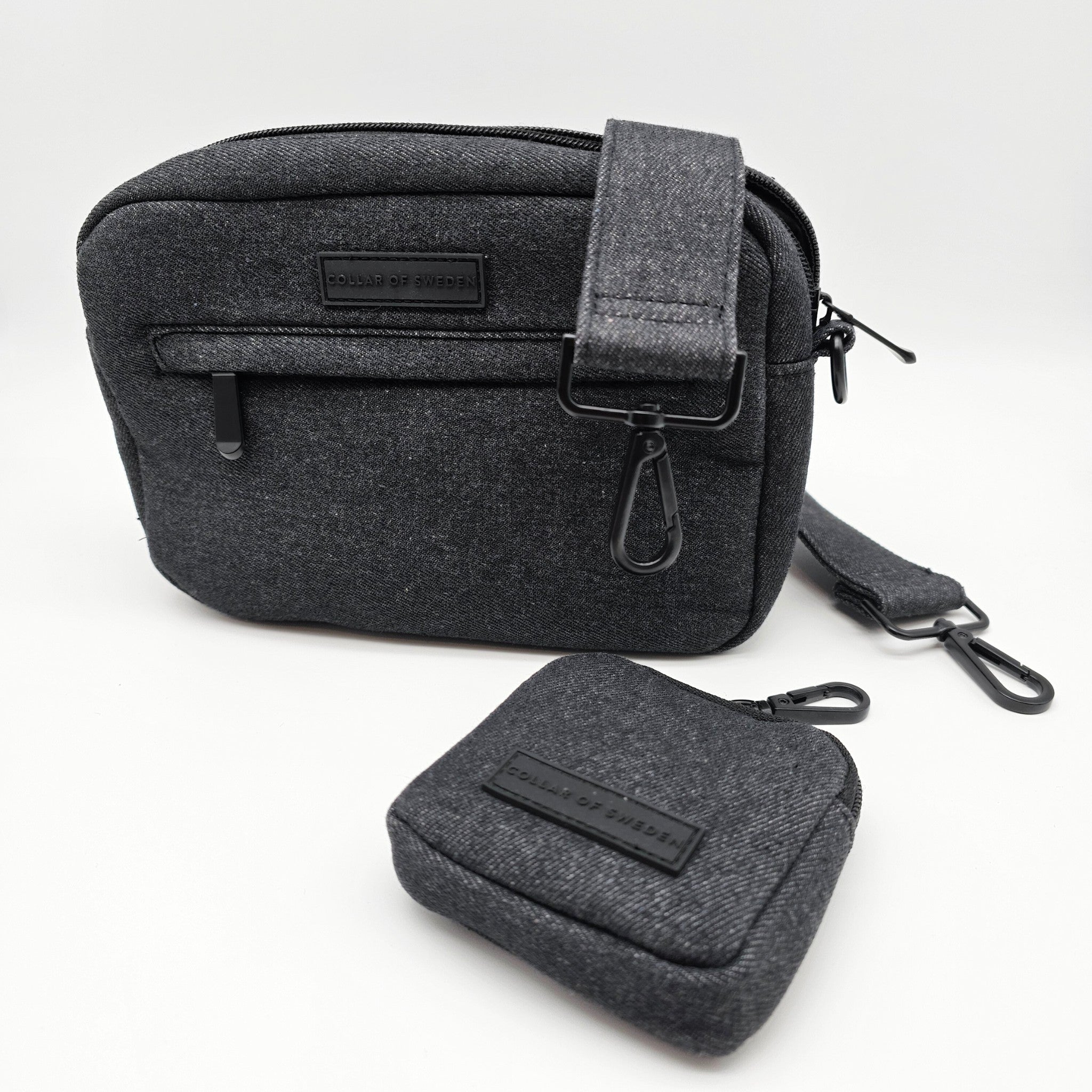 Bolso vaquero negro para paseo de perros - Crossbody