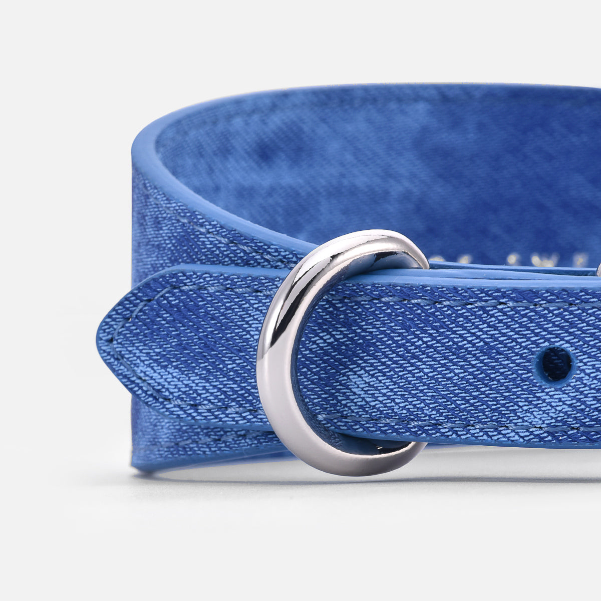 Collar de perro de mezclilla azul ancho