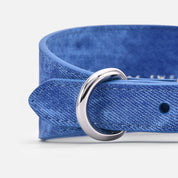 Collar de perro de mezclilla azul ancho