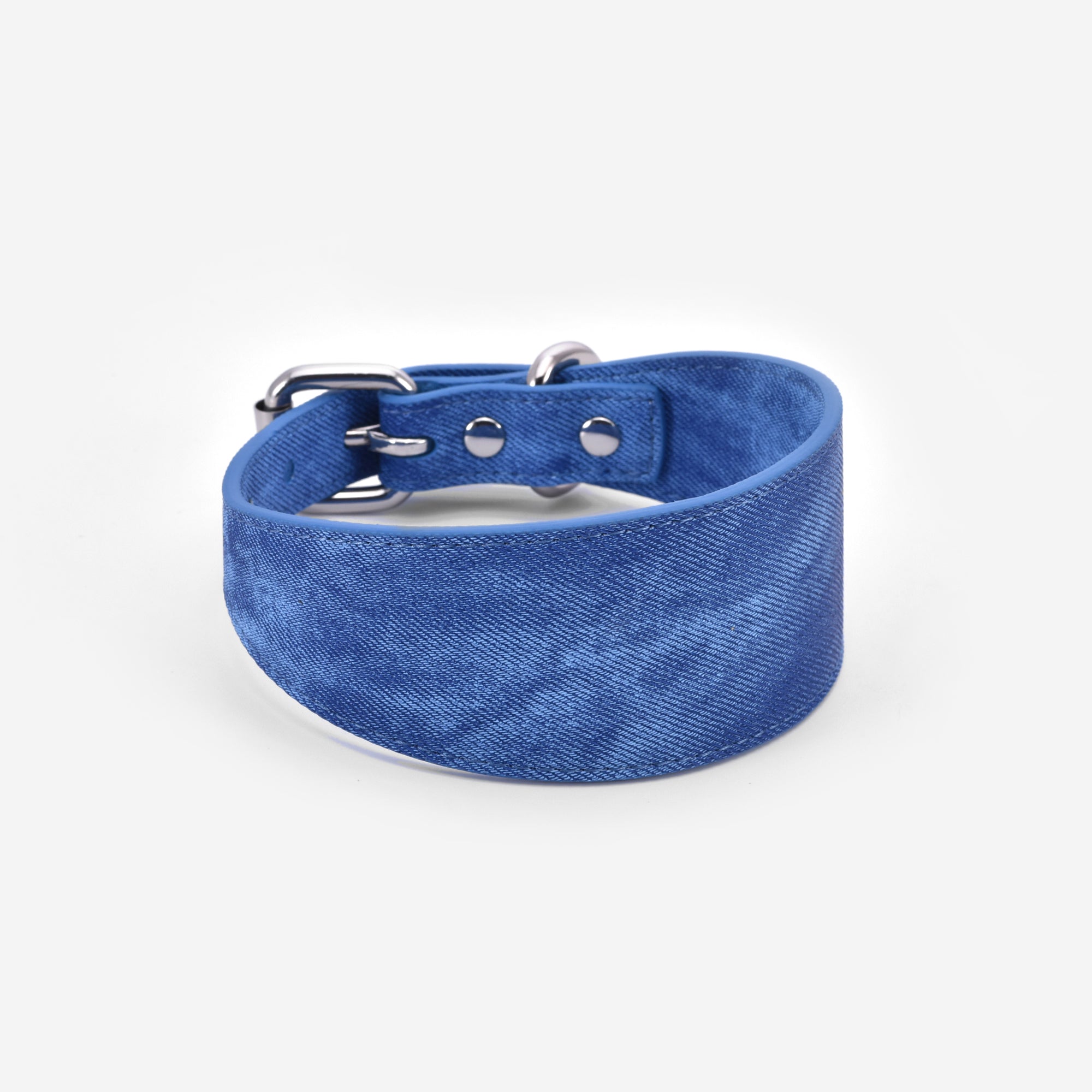 Collar de perro de mezclilla azul ancho