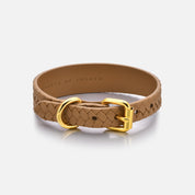 Collar trenzado marrón fino para perro