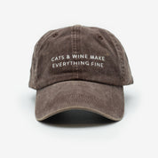 Gorra vaquera marrón - Cats & Wine Make Everything Fine