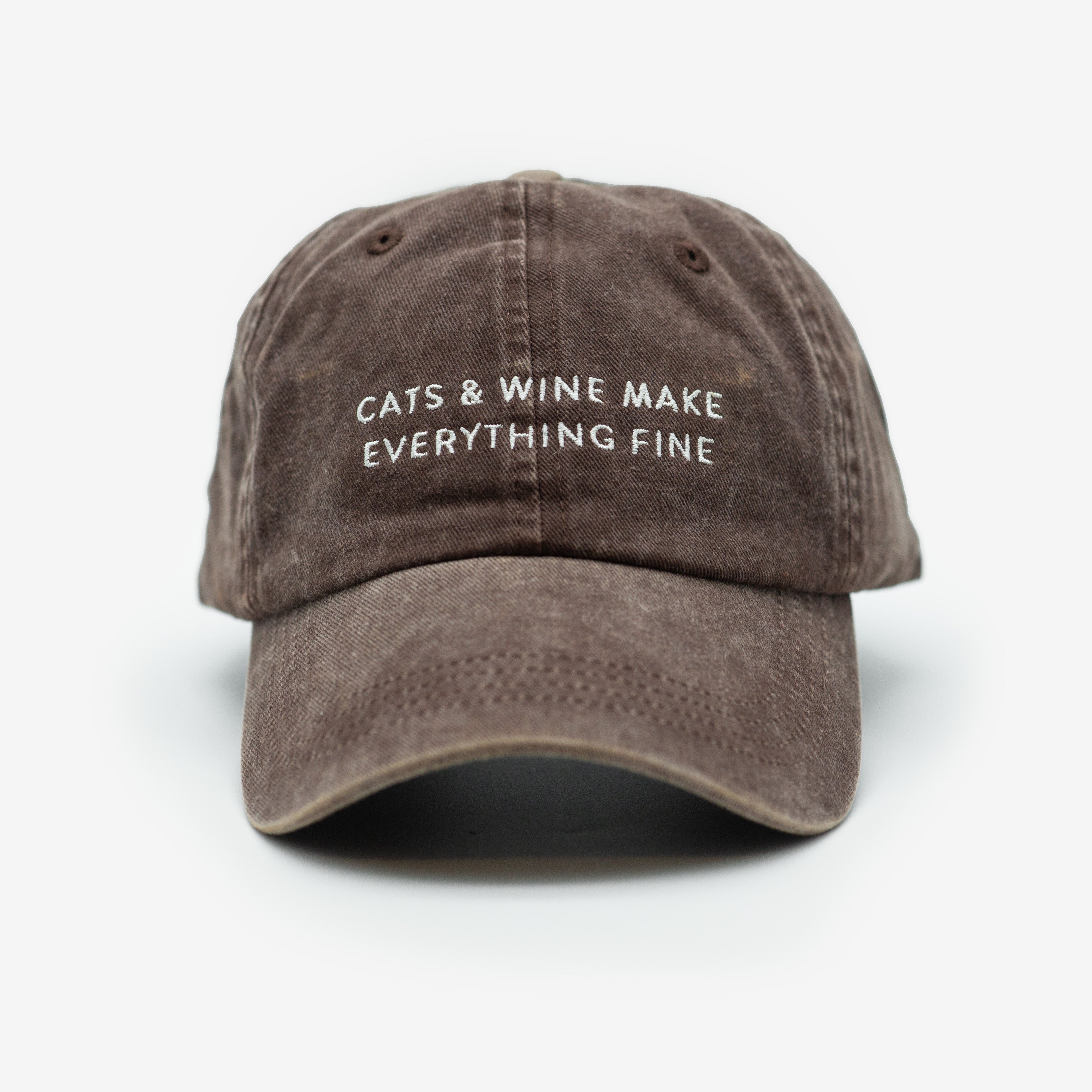 Gorra vaquera marrón - Cats & Wine Make Everything Fine