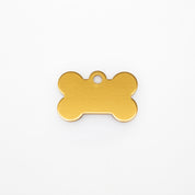 Placa de identificación grabada para perro - Hueso de oro