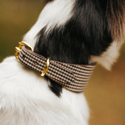 Collar de perro a cuadros beige de pata de gallo ancho