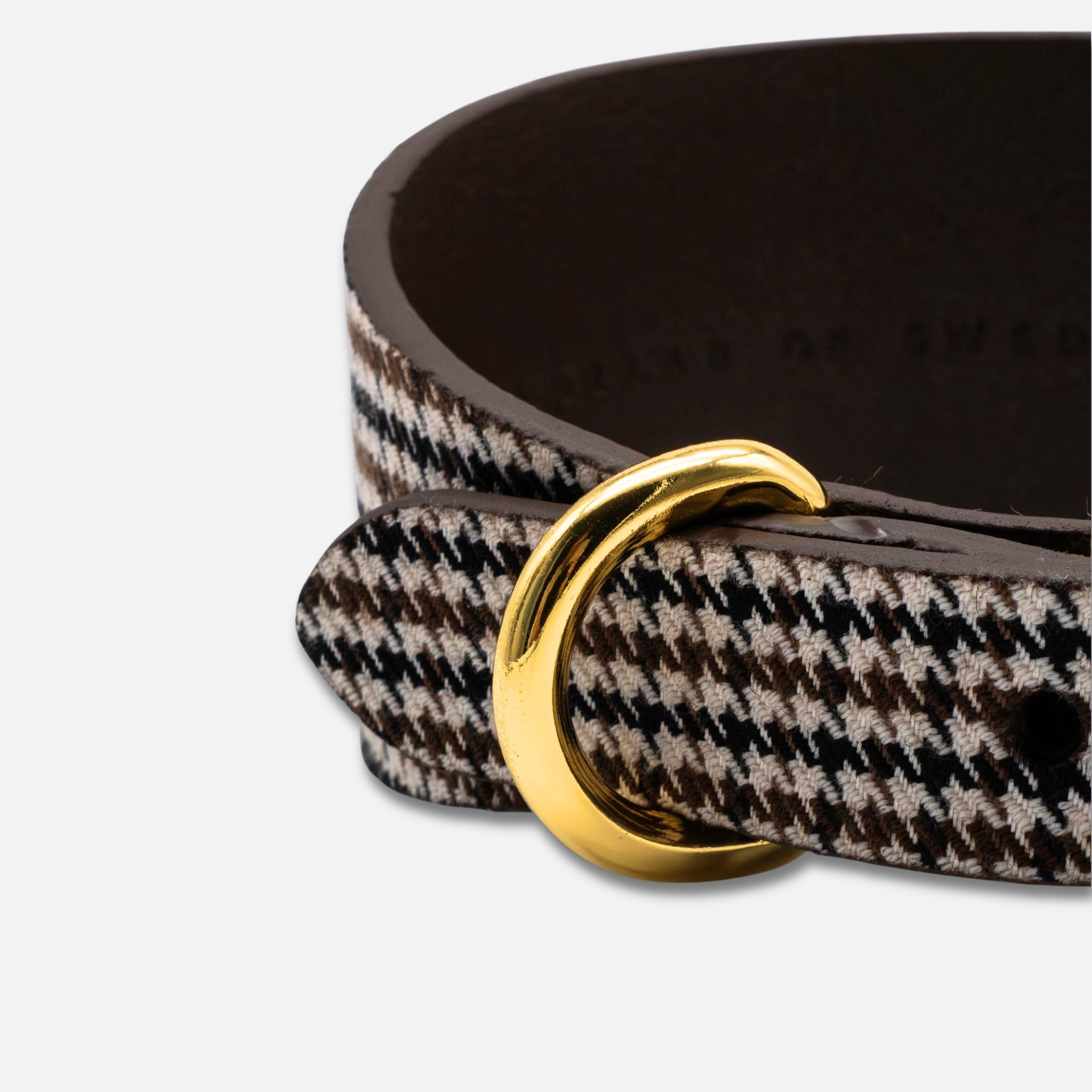 Collar de perro a cuadros beige de pata de gallo ancho