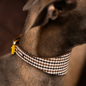 Collar de perro a cuadros beige de pata de gallo ancho