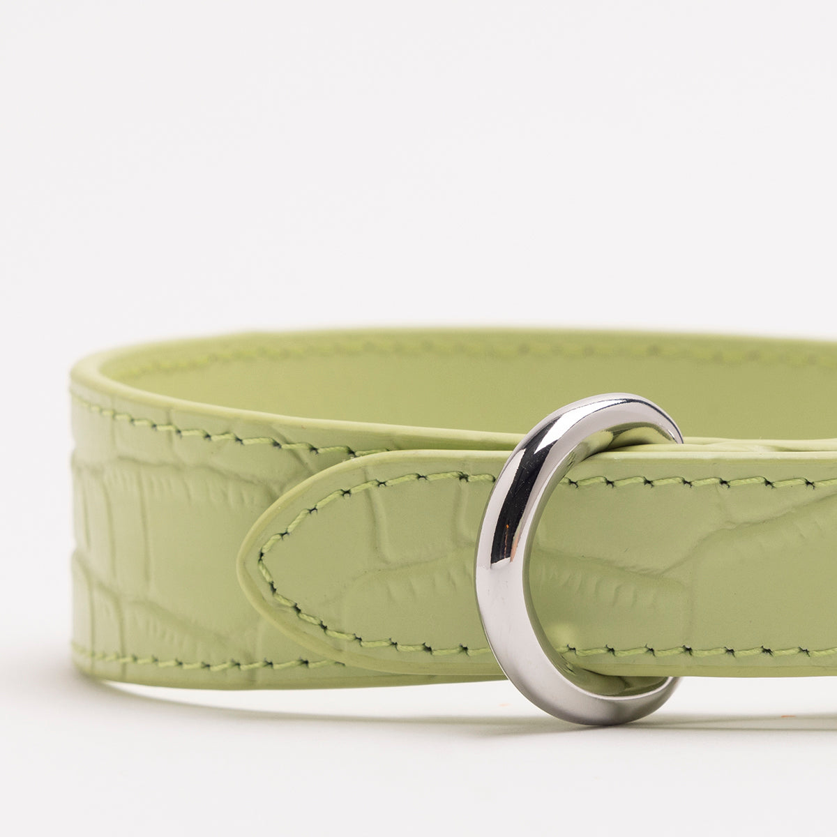 Collar de Perro Fino en Croco Verde Pastel