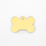 Placa de identificación grabada para perro - Hueso de oro premium