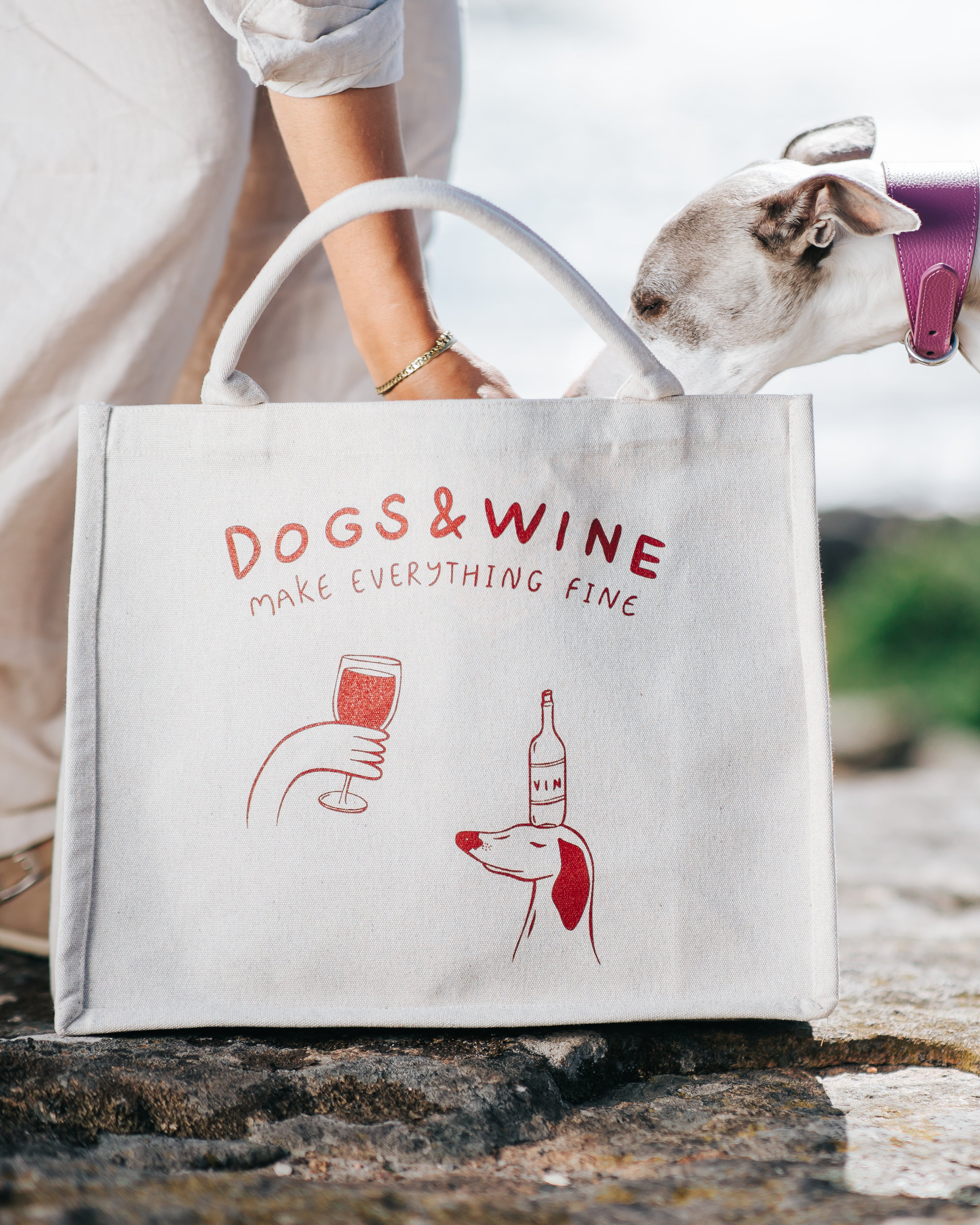 Premium Tote Bag - Dogs & Wine Make Everything Fine