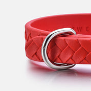 Collar de perro trenzado rojo puro fino