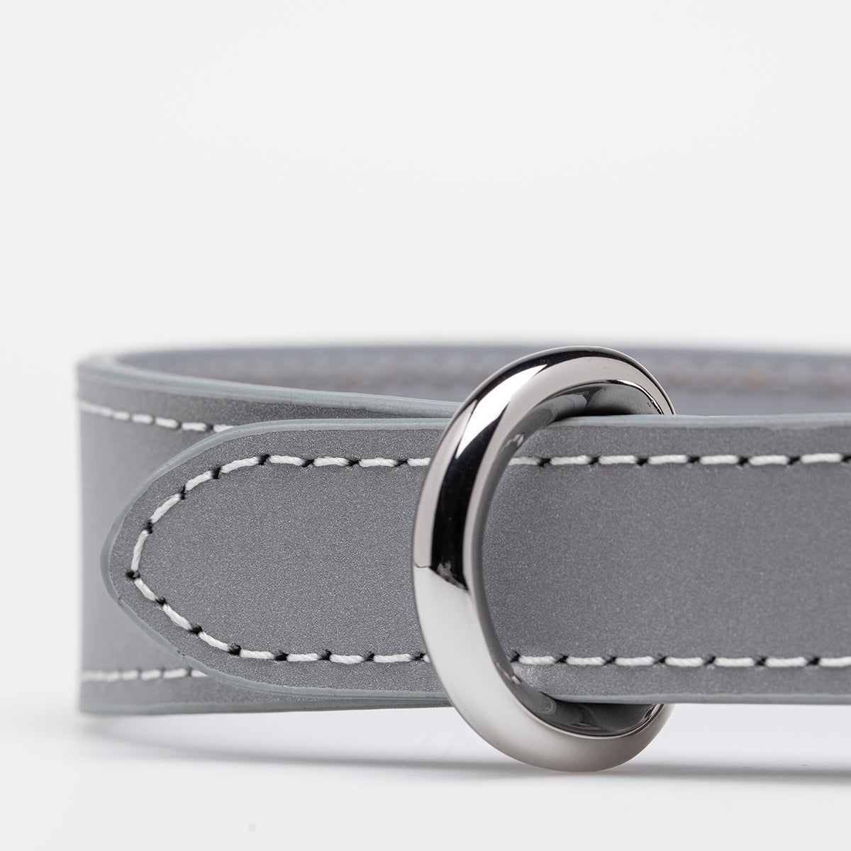 Collar de Perro Delgado Reflectante en Plata