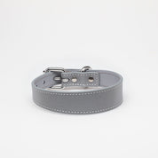 Collar de Perro Delgado Reflectante en Plata