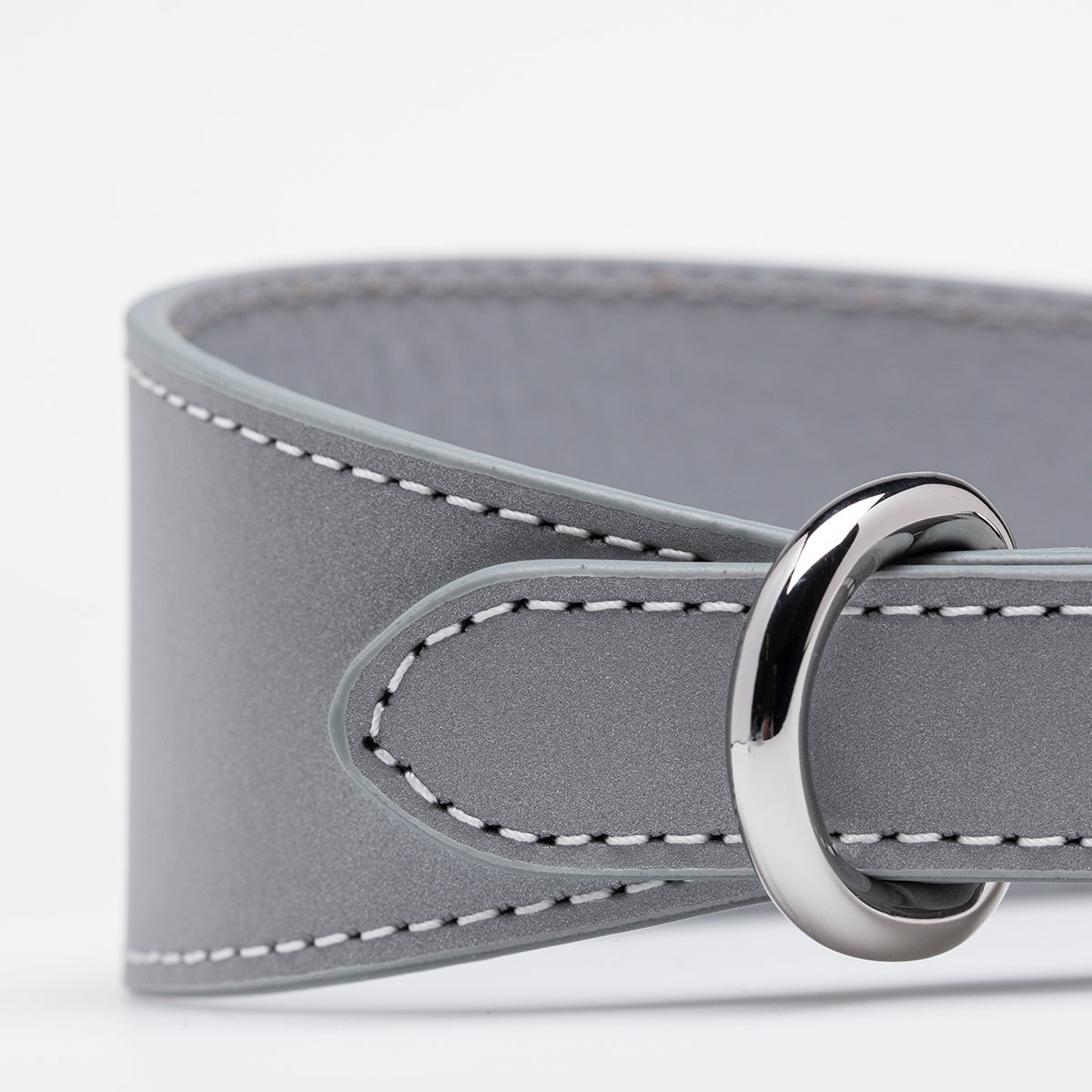 Collar de Perro Ancho Reflectante en Plata