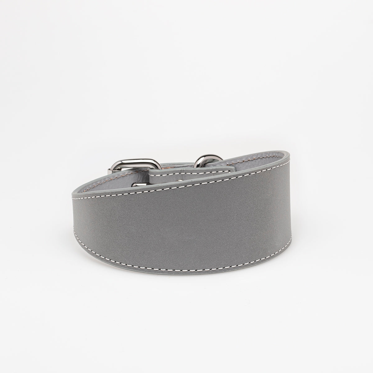 Collar de Perro Ancho Reflectante en Plata