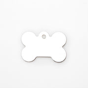 Placa de identificación grabada para perro - Hueso plateado
