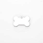 Placa de identificación grabada para perro - Hueso plateado