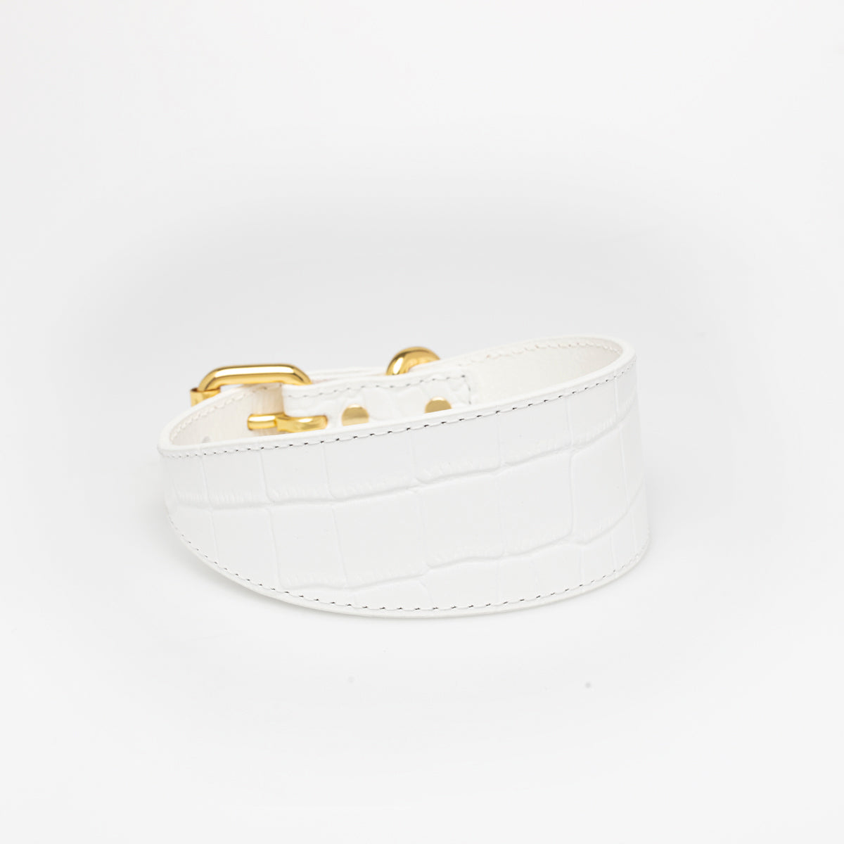 Collar de perro blanco de cocodrilo ancho
